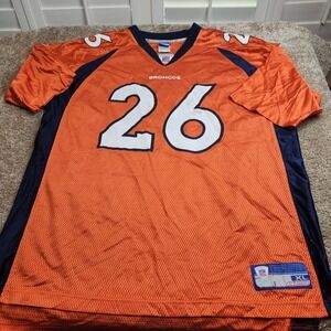 Mens Reebok Denver Broncos Clinton Portis 26 NFL Jersey Orange XL 2000s Vintage